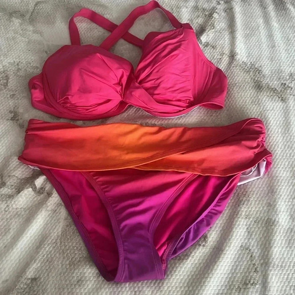 BLEU ROD BEATTIE KORE UNDERWIRE CROSS BACK BIKINI TOP AND BOTTOM - Picture 7 of 10